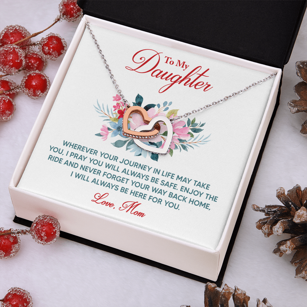 Interlocking Hearts Necklace: Love Mom