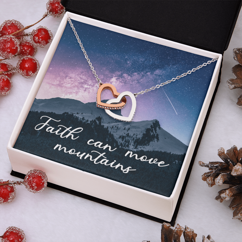 Interlocking Hearts Necklace : Faith Can Move Mountains
