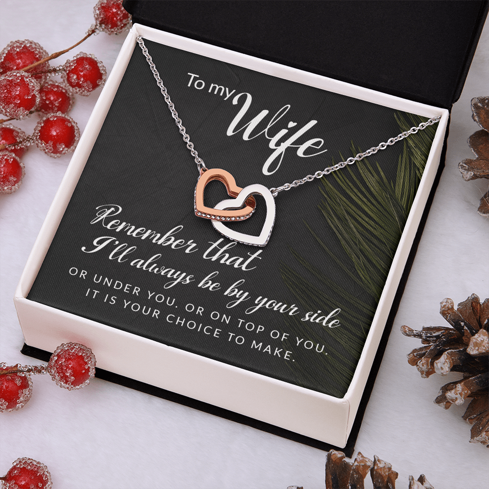 Interlocking Hearts Necklace : To My Wife I'll Always Be By Your Side