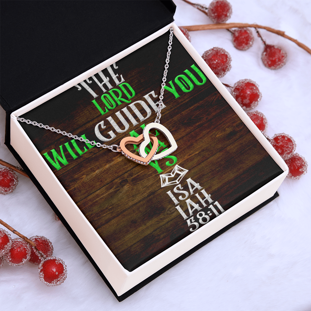 Interlocking Hearts Necklace: The Lord Will Guide You