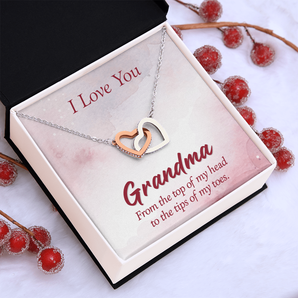 Interlocking Hearts Necklace :I Love You Grandma