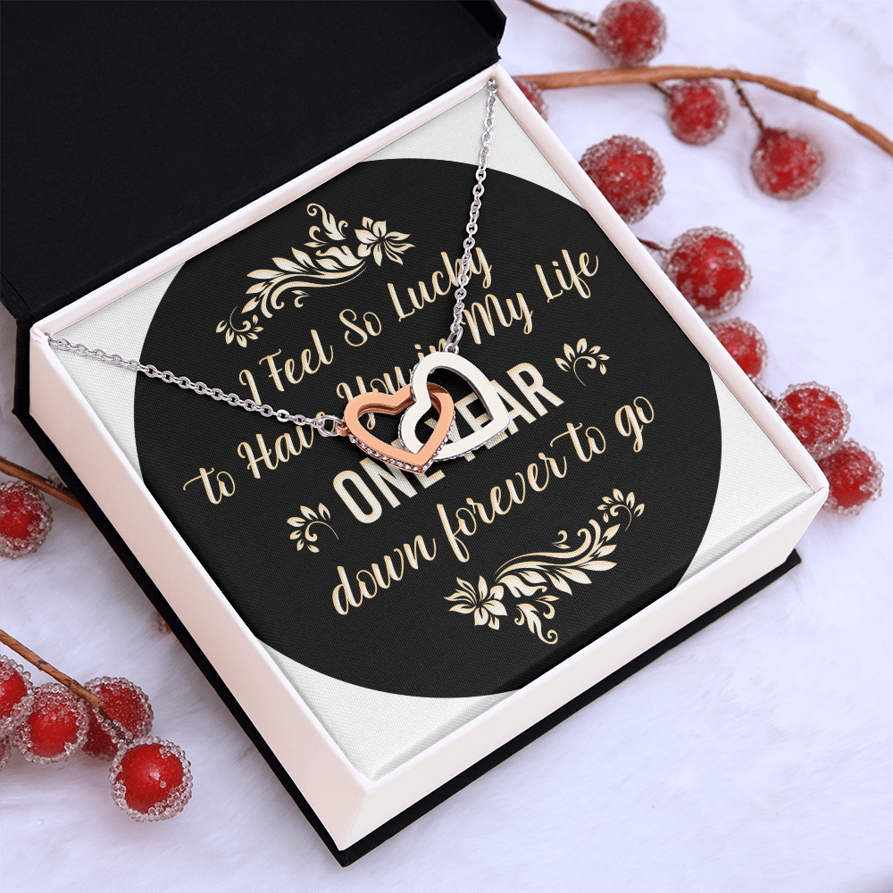 Interlocking Hearts Necklace: I Feel So Lucky To  Have You