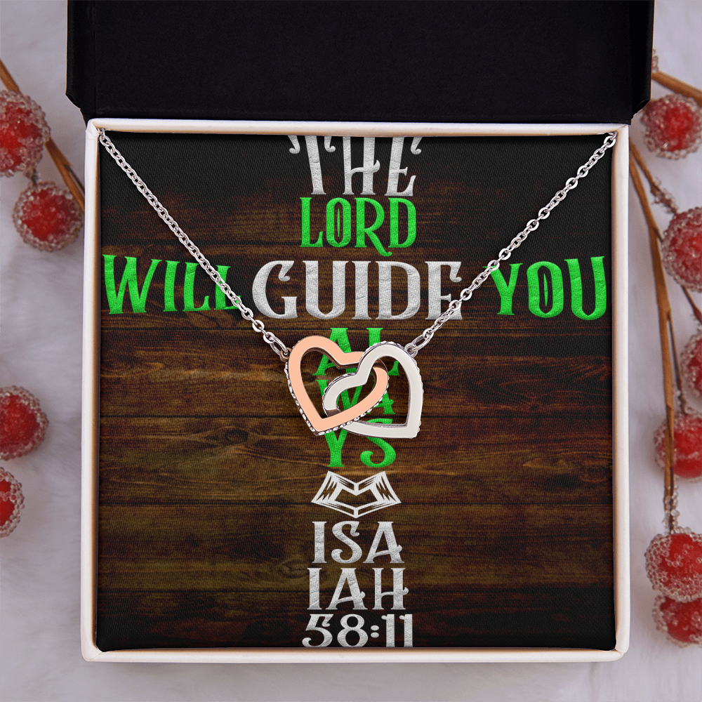 Interlocking Hearts Necklace: The Lord Will Guide You