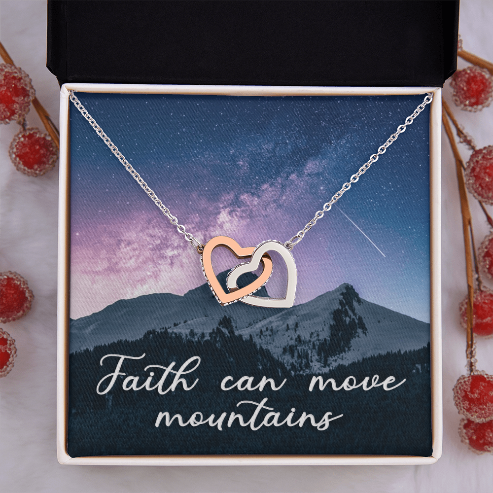 Interlocking Hearts Necklace : Faith Can Move Mountains