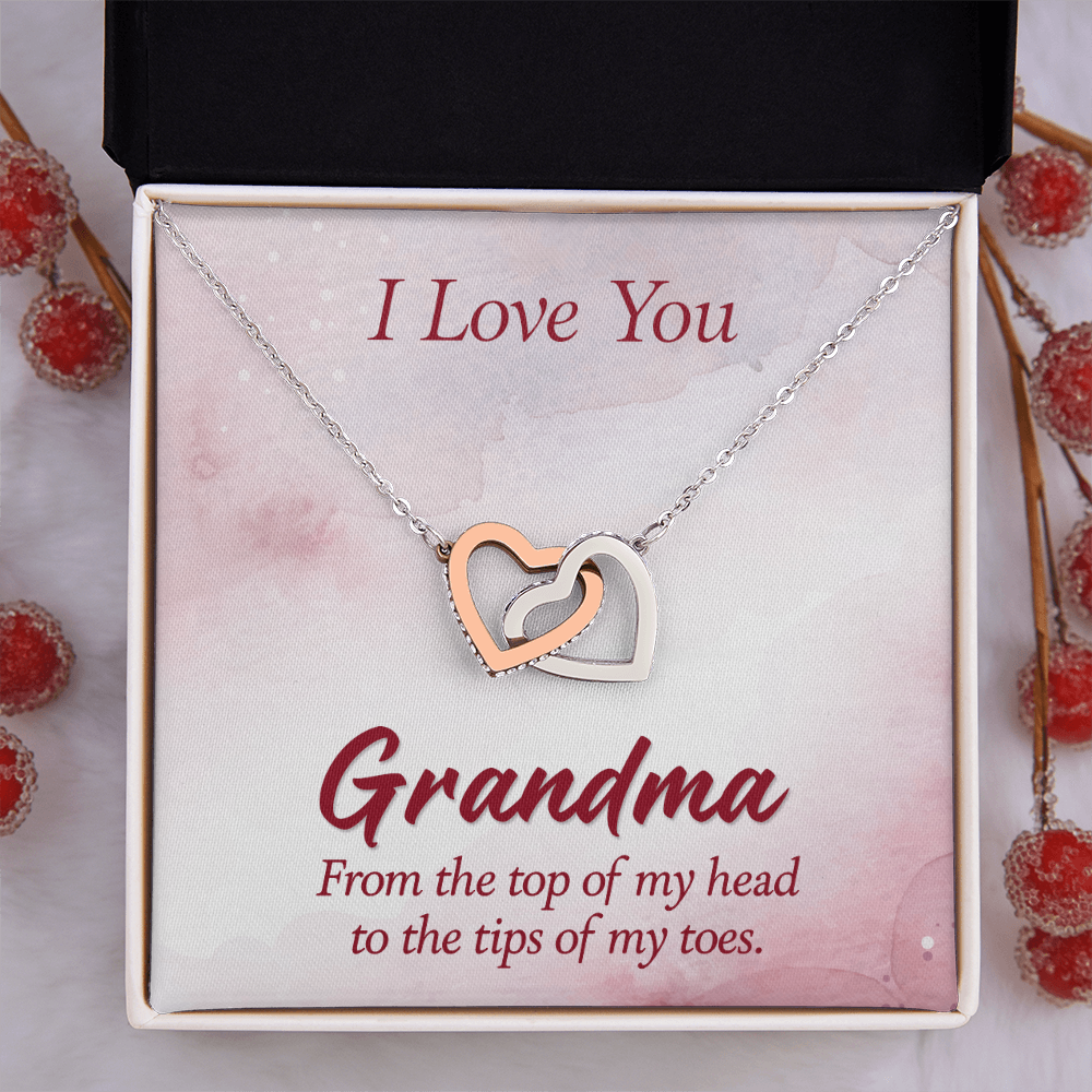 Interlocking Hearts Necklace :I Love You Grandma
