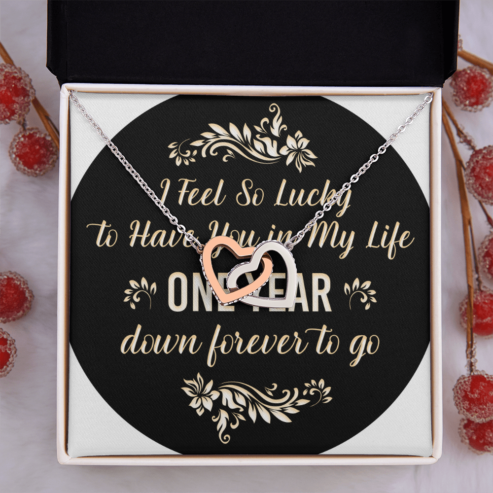 Interlocking Hearts Necklace: I Feel So Lucky To  Have You