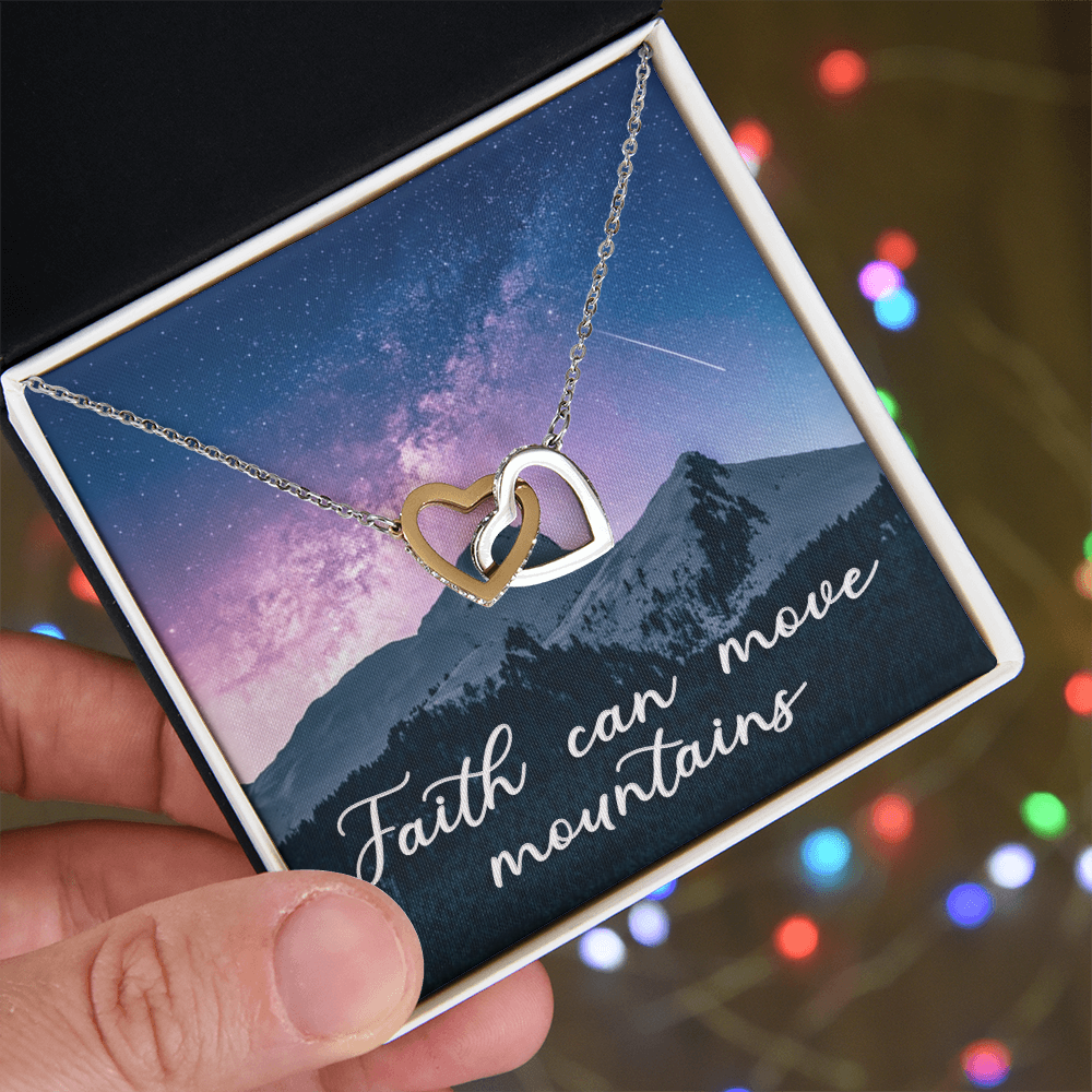 Interlocking Hearts Necklace : Faith Can Move Mountains