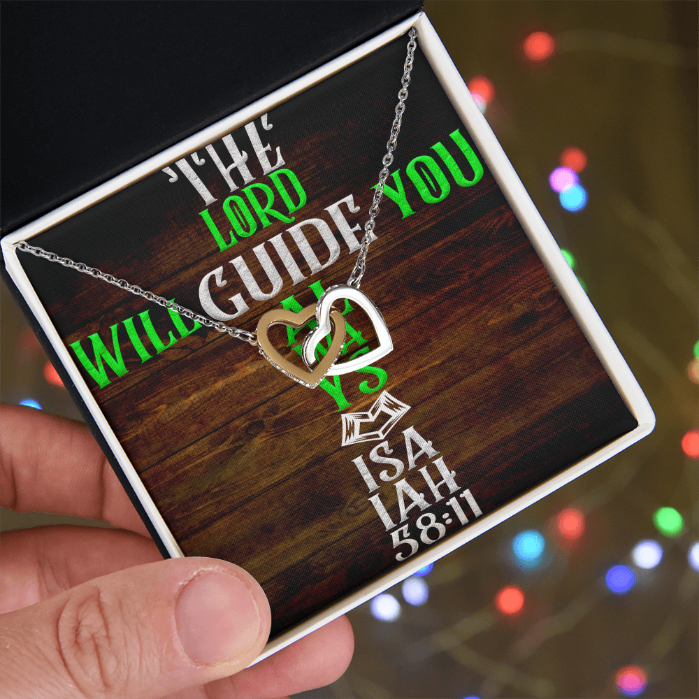 Interlocking Hearts Necklace: The Lord Will Guide You
