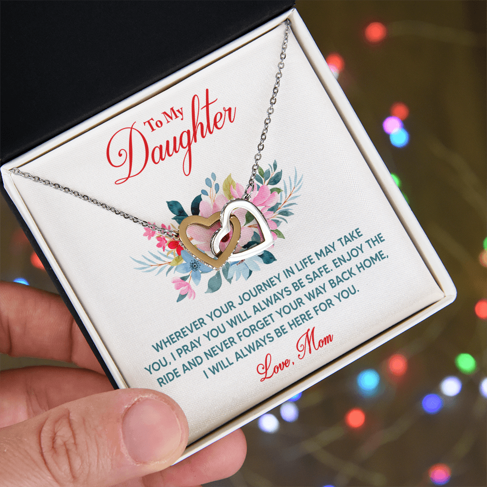 Interlocking Hearts Necklace: Love Mom