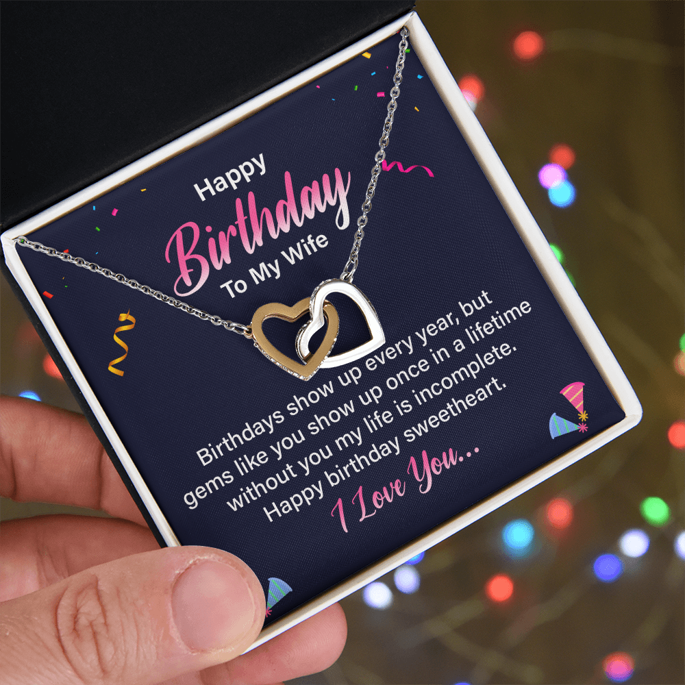 Interlocking Hearts Necklace :Happy Birthday To My Wife I Love You