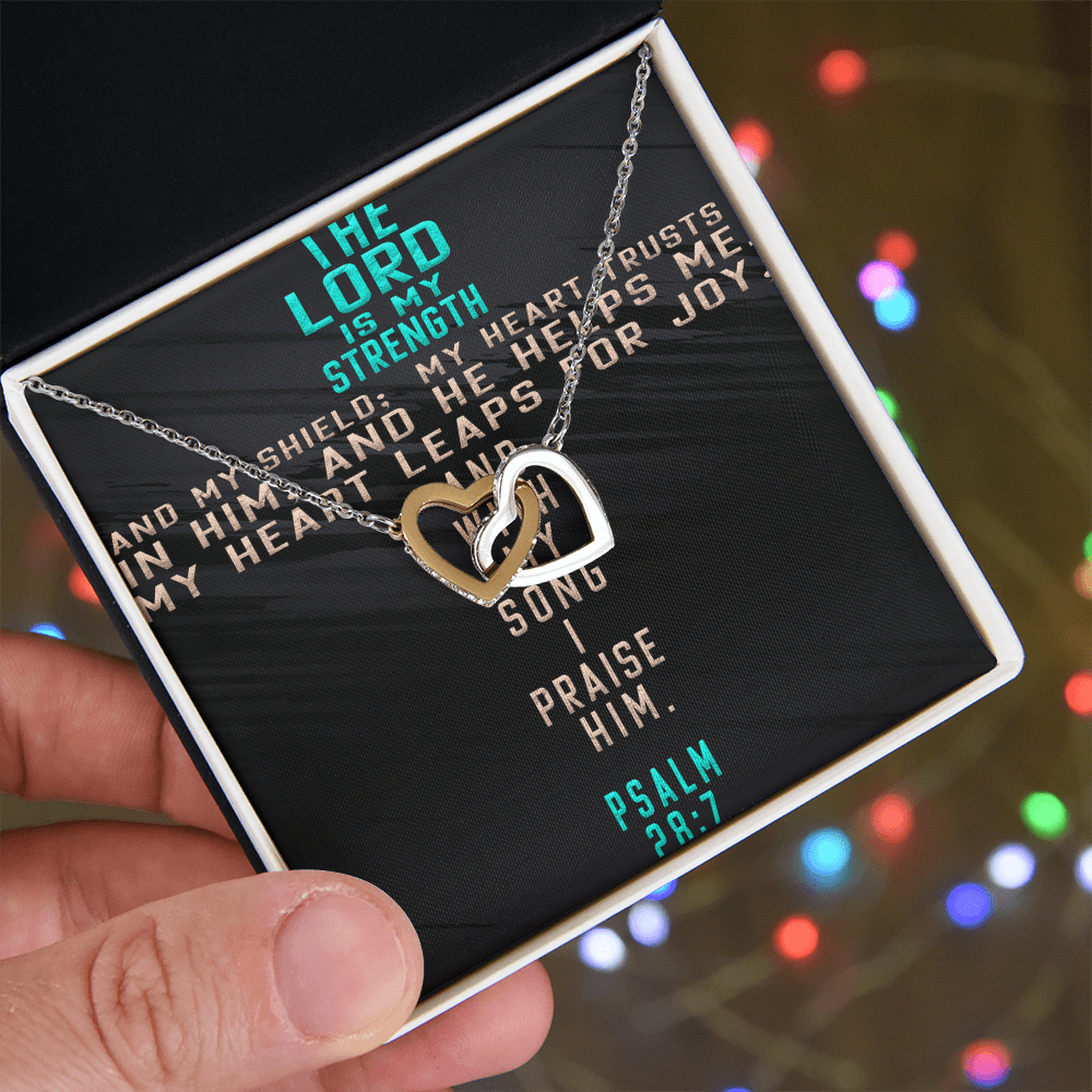 Interlocking Hearts Necklace : The Lord Is My Strength