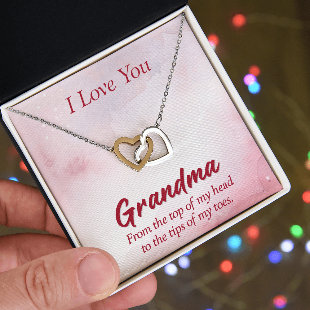 Interlocking Hearts Necklace :I Love You Grandma