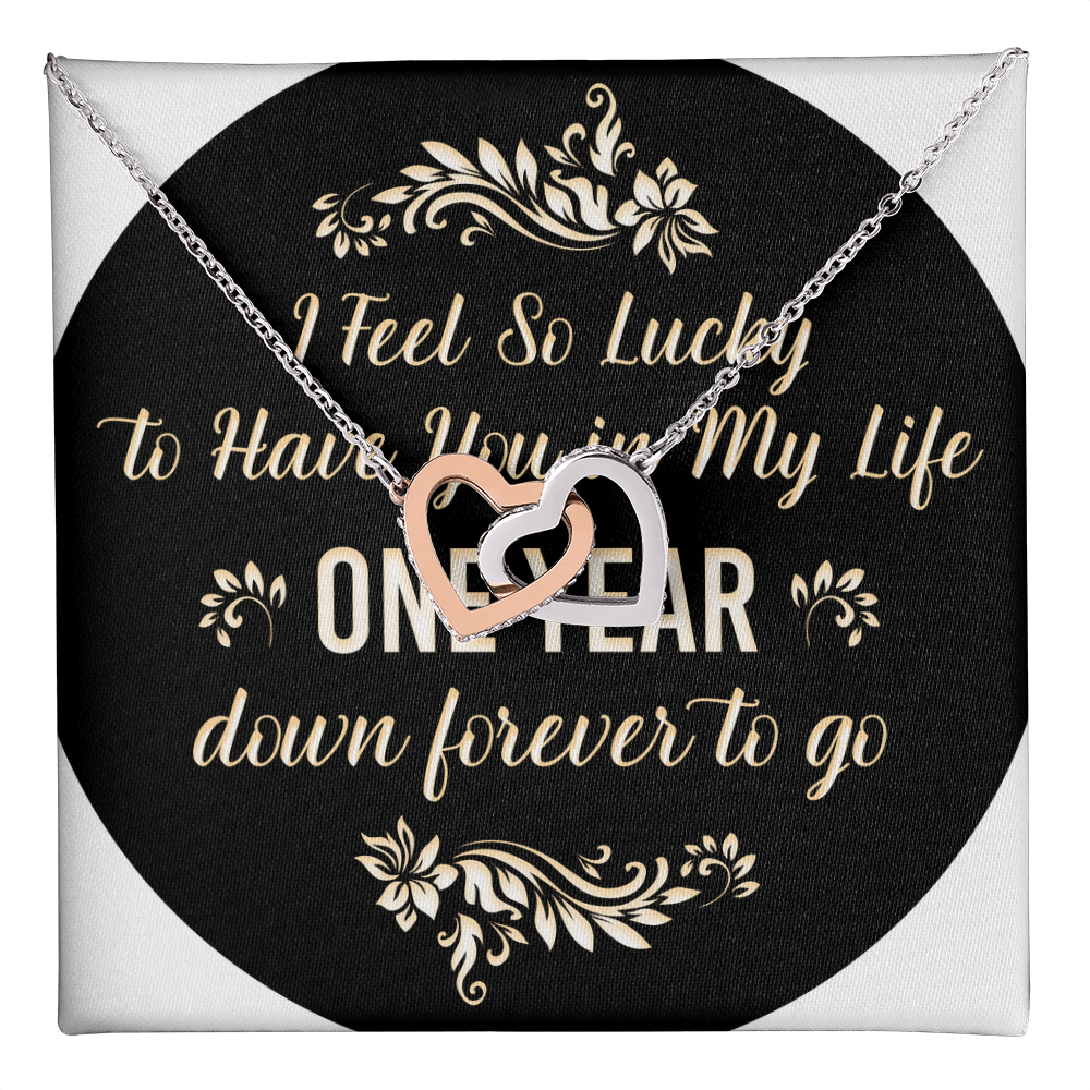 Interlocking Hearts Necklace: I Feel So Lucky To  Have You
