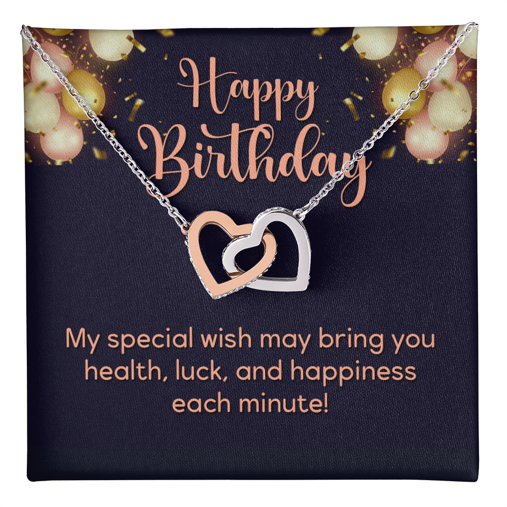 Interlocking Hearts Necklace : Happy Birthday My Special Wish