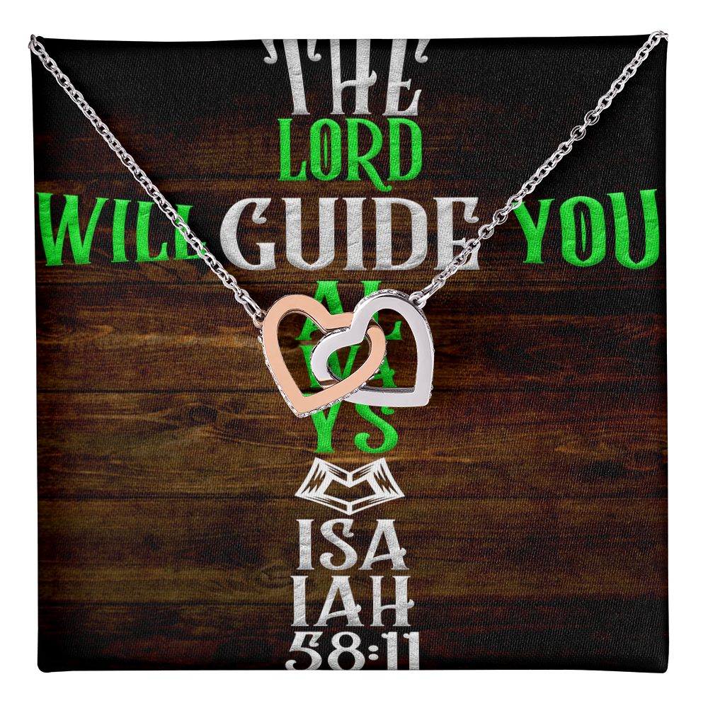 Interlocking Hearts Necklace: The Lord Will Guide You
