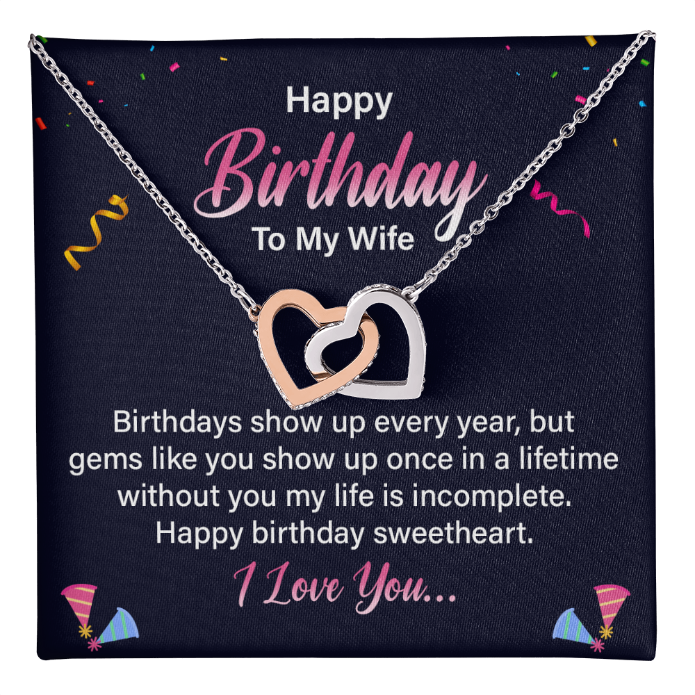 Interlocking Hearts Necklace :Happy Birthday To My Wife I Love You
