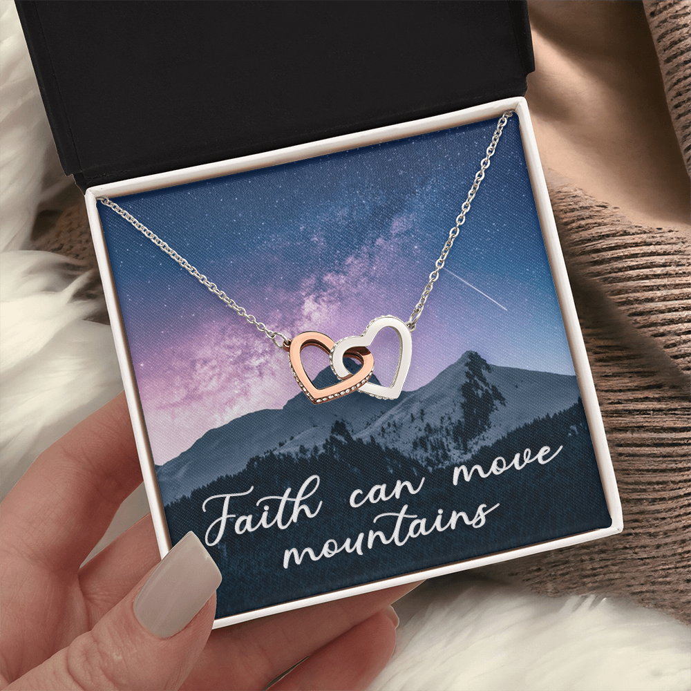 Interlocking Hearts Necklace : Faith Can Move Mountains