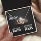 Interlocking Hearts Necklace: To My Sister Bigger Than Your Fears