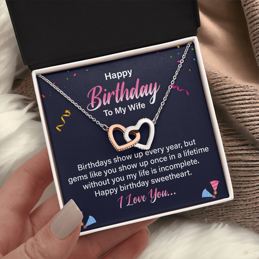 Interlocking Hearts Necklace :Happy Birthday To My Wife I Love You