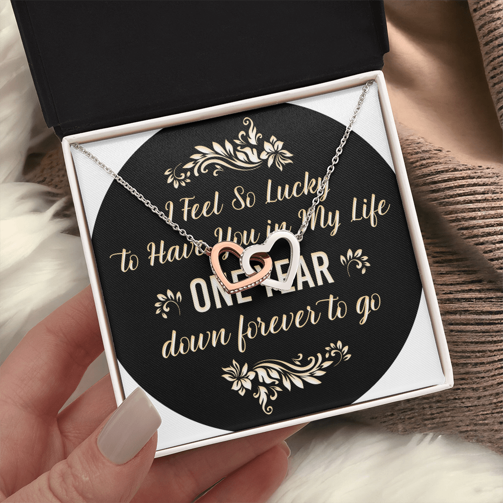 Interlocking Hearts Necklace: I Feel So Lucky To  Have You