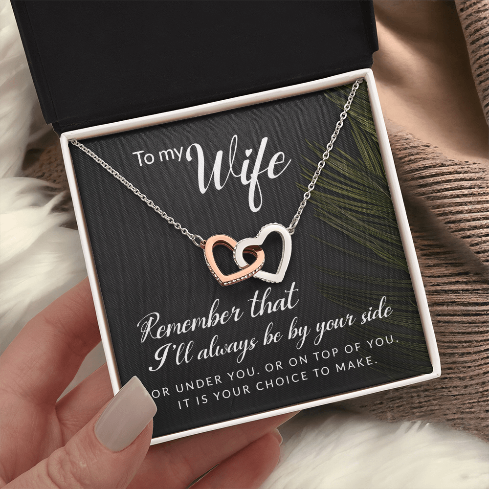 Interlocking Hearts Necklace : To My Wife I'll Always Be By Your Side