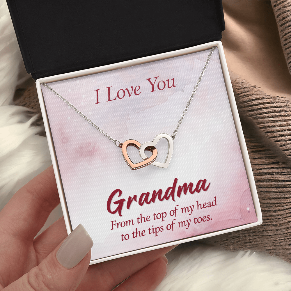 Interlocking Hearts Necklace :I Love You Grandma
