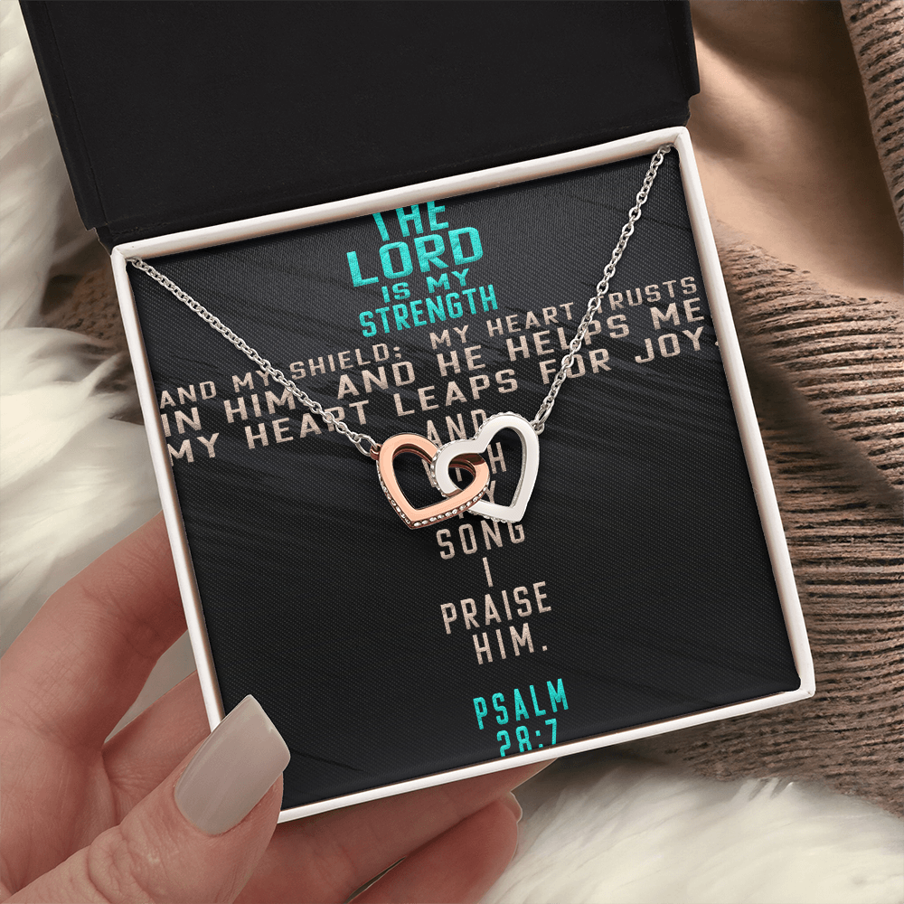 Interlocking Hearts Necklace : The Lord Is My Strength