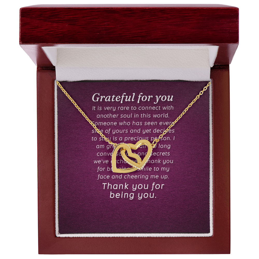 Interlocking Hearts Necklace :Grateful For You Thank You For Being You