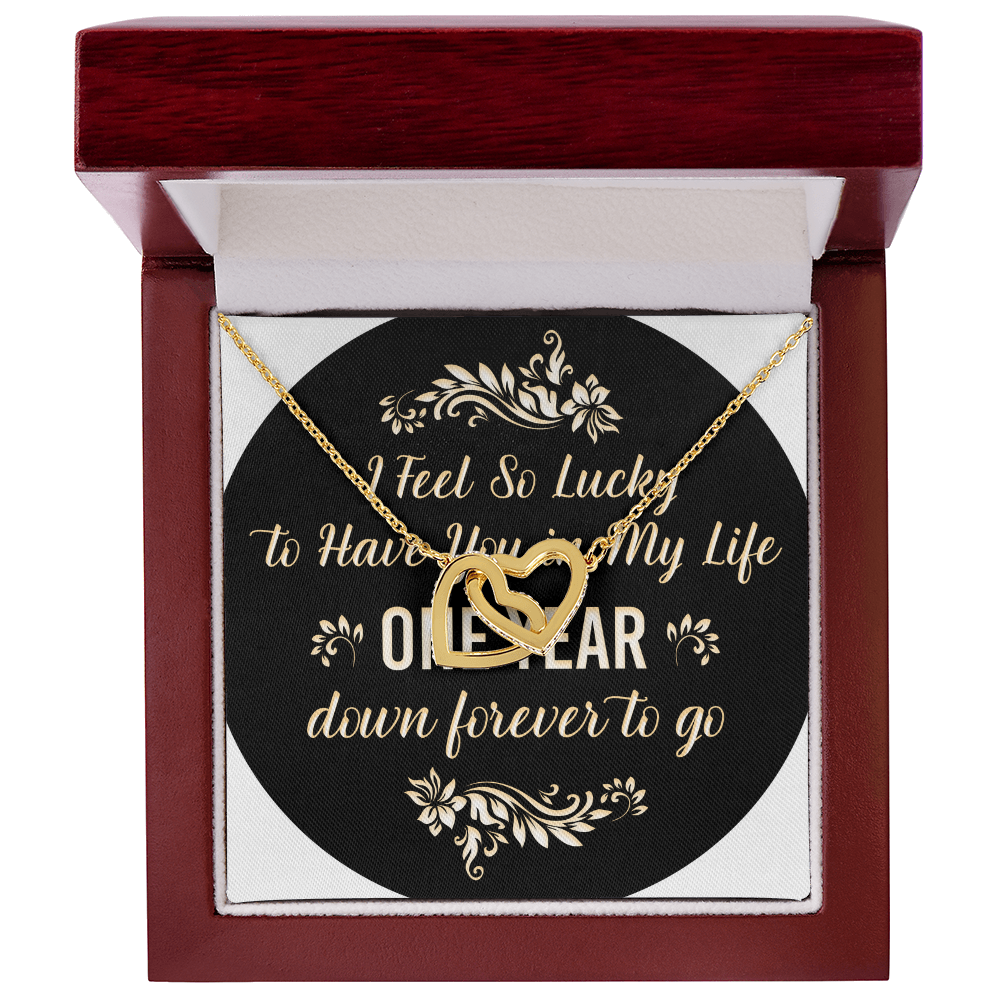 Interlocking Hearts Necklace: I Feel So Lucky To  Have You