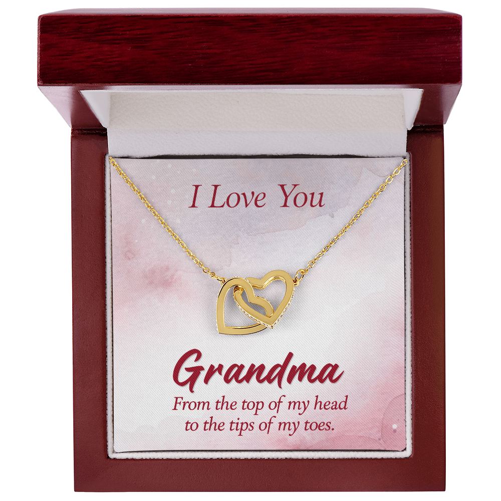 Interlocking Hearts Necklace :I Love You Grandma