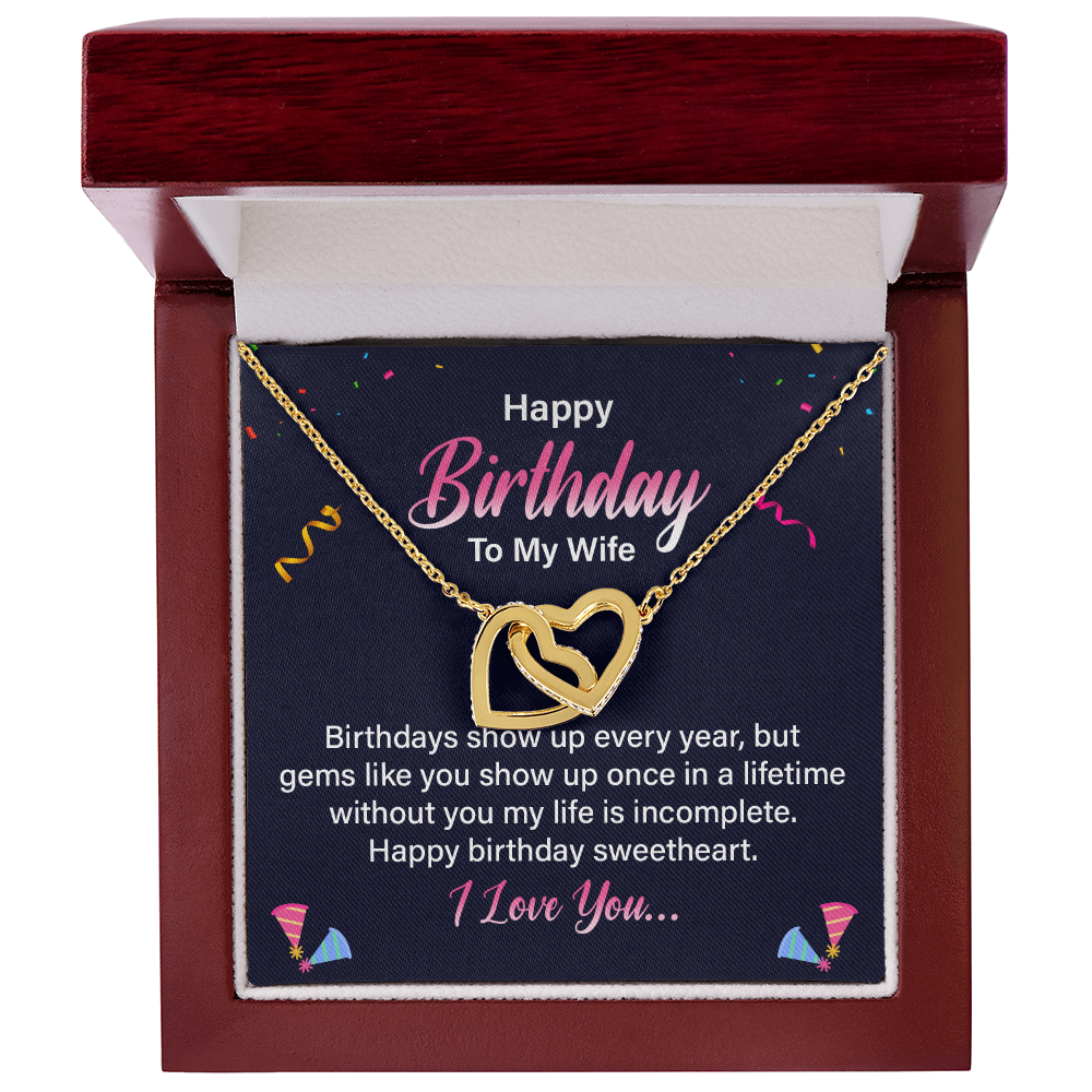 Interlocking Hearts Necklace :Happy Birthday To My Wife I Love You