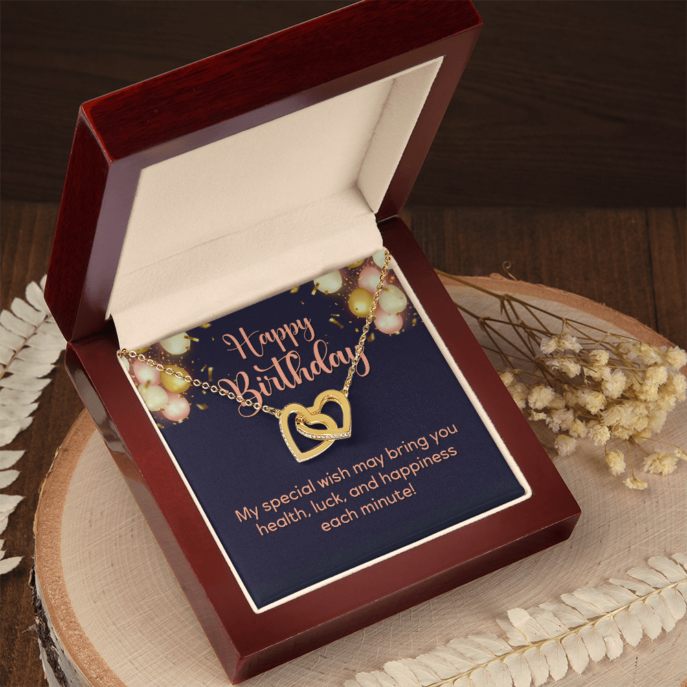 Interlocking Hearts Necklace : Happy Birthday My Special Wish