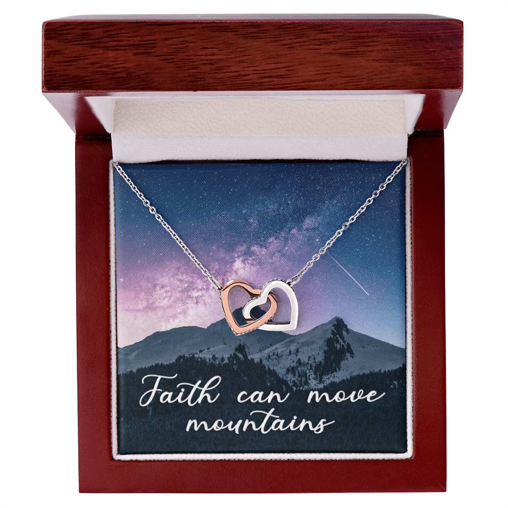 Interlocking Hearts Necklace : Faith Can Move Mountains