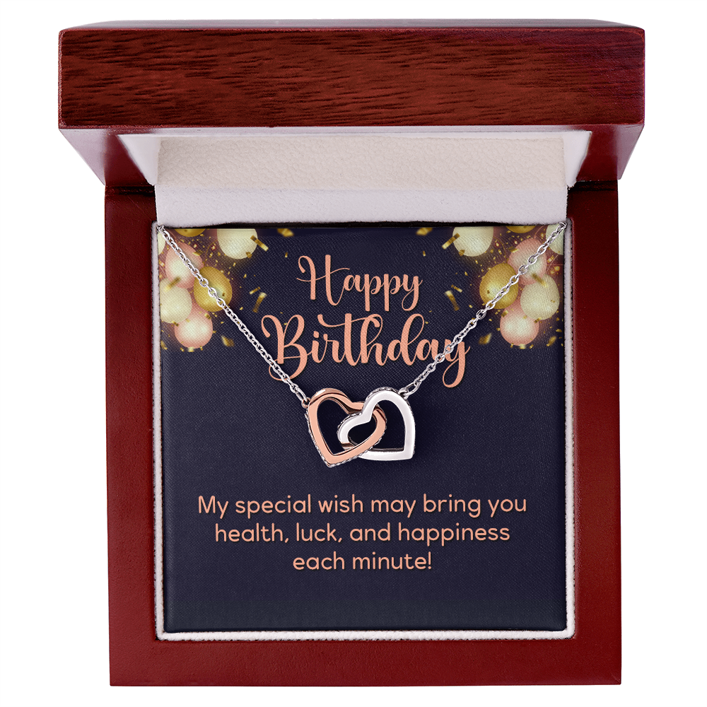Interlocking Hearts Necklace : Happy Birthday My Special Wish