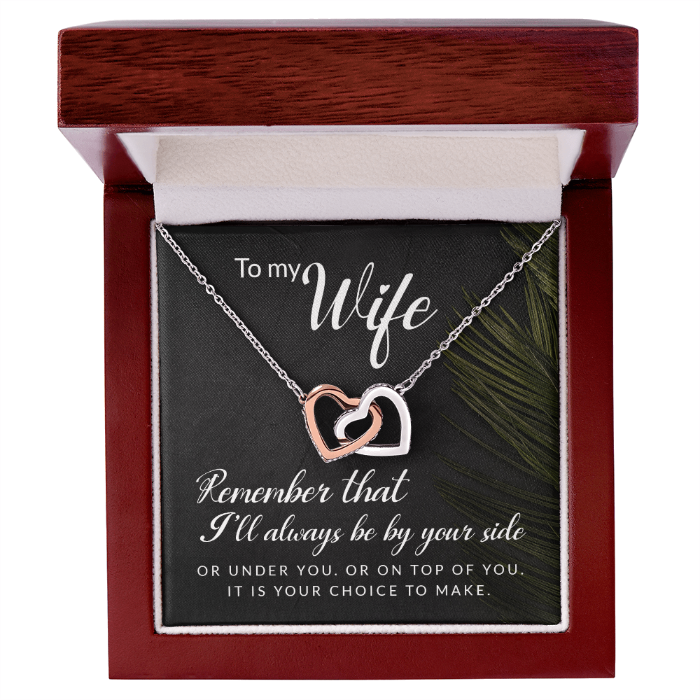 Interlocking Hearts Necklace : To My Wife I'll Always Be By Your Side