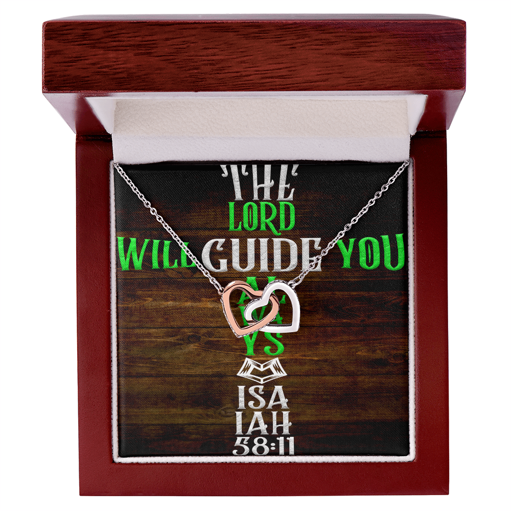 Interlocking Hearts Necklace: The Lord Will Guide You