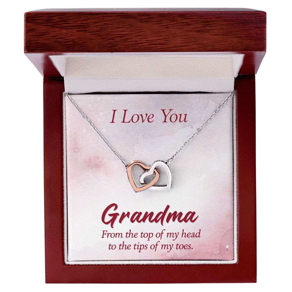 Interlocking Hearts Necklace :I Love You Grandma