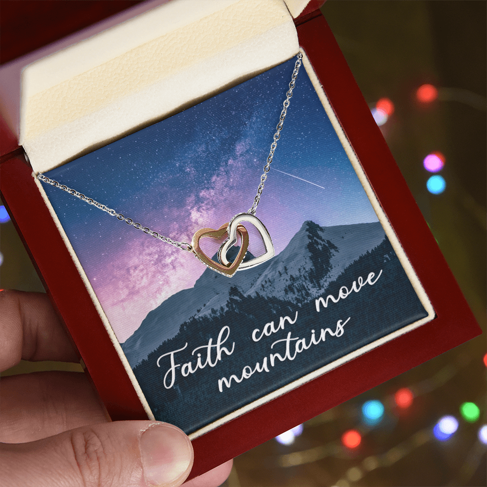 Interlocking Hearts Necklace : Faith Can Move Mountains