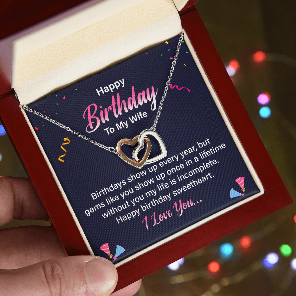 Interlocking Hearts Necklace :Happy Birthday To My Wife I Love You
