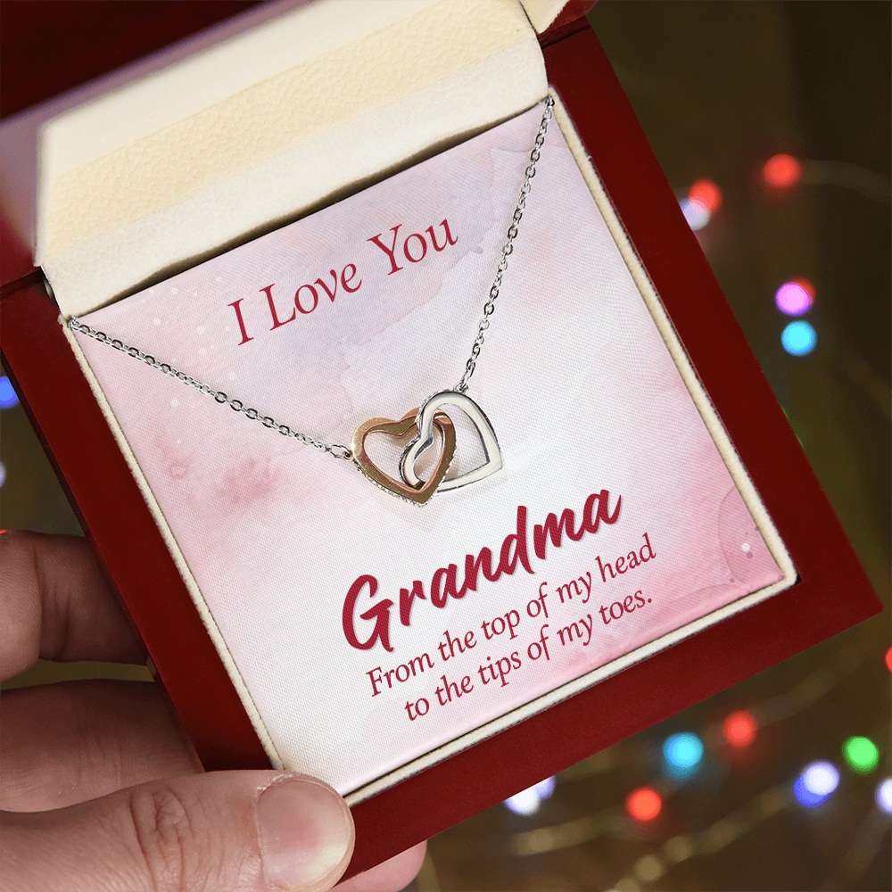 Interlocking Hearts Necklace :I Love You Grandma