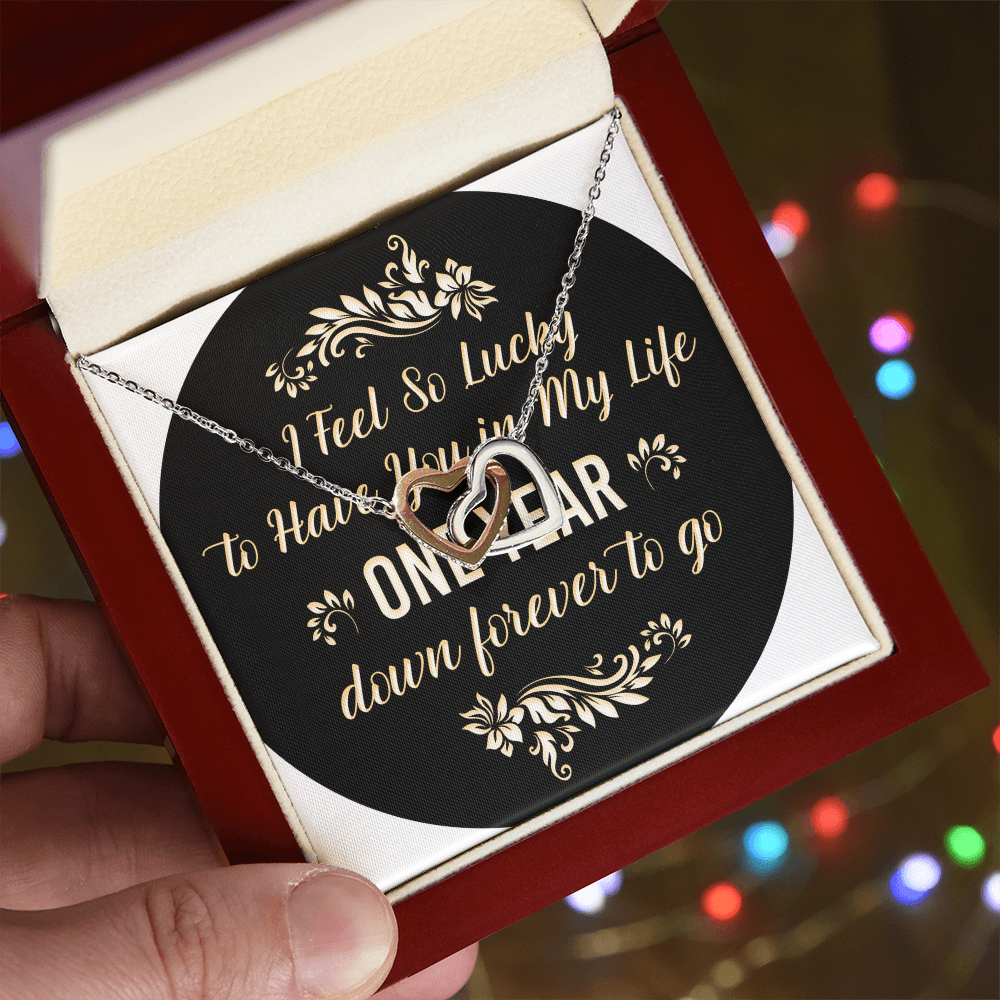 Interlocking Hearts Necklace: I Feel So Lucky To  Have You