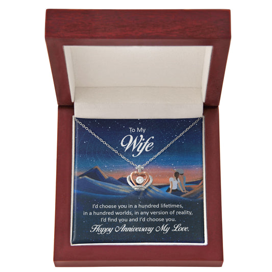 Crown Pendant Necklace:To My Wife Happy Anniversary