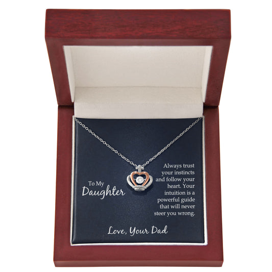 Crown Pendant Necklace:To My Daughter Love Your Dad