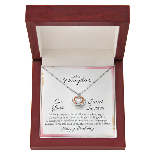 Crown Pendant Necklace: To My Daughter Happy Birthday