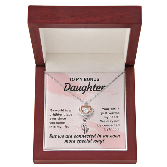 Crown Pendant Necklace: To My Bonus Daughter