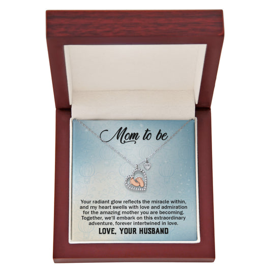 Baby Feet Heart Necklace:Mom To Be Love Your Husband