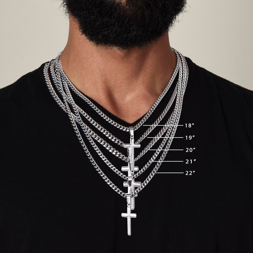 Artisan Cross with Cuban Link Chain:To My Son Love Mom