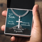 Artisan Cross with Cuban Link Chain: To My Son See The Invisible