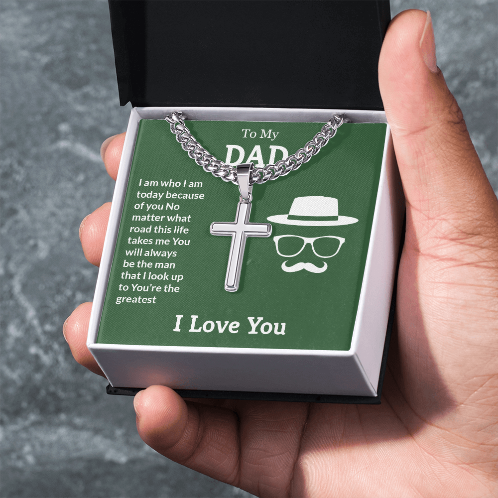 Artisan Cross with Cuban Link Chain: To My Dad I Love You