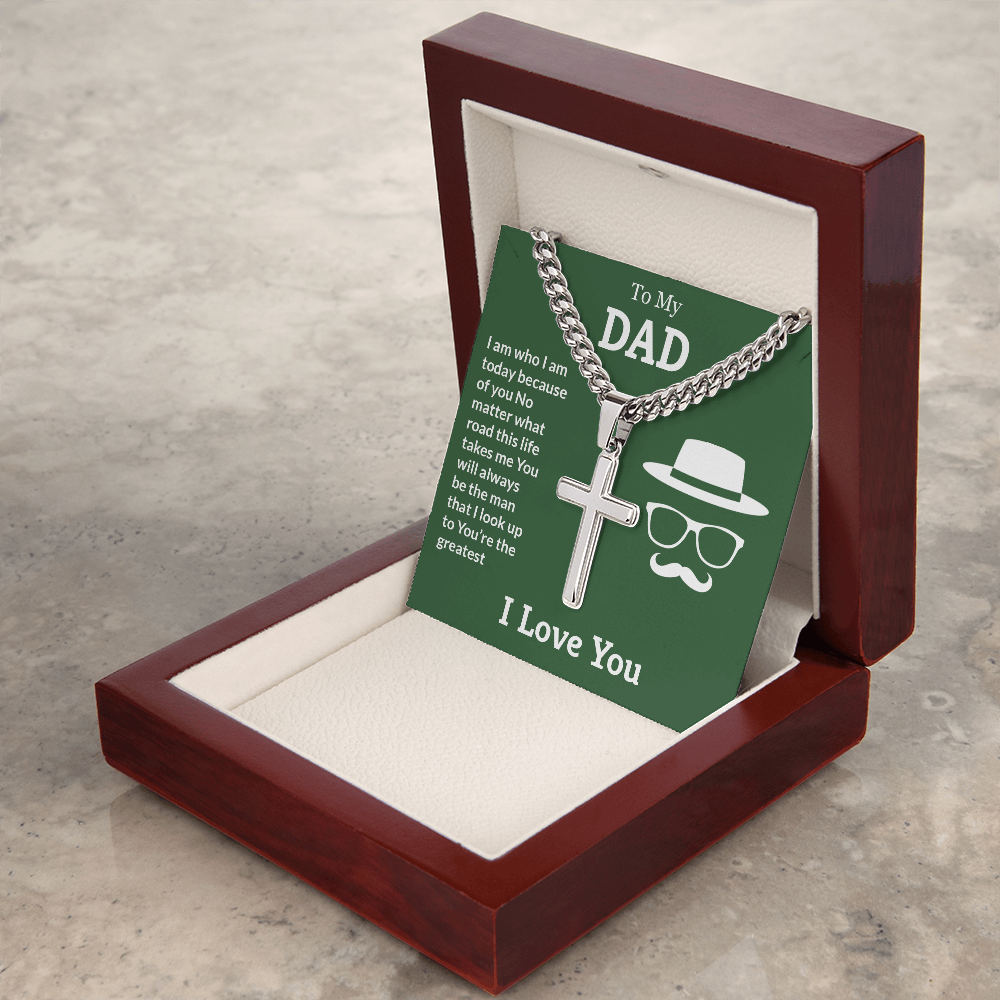 Artisan Cross with Cuban Link Chain: To My Dad I Love You